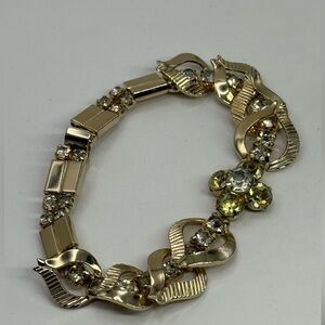 Sarah Coventry Vtg 60s "Monte Carlo" Rhinestone Gold Tone Сhain Link Bracelet